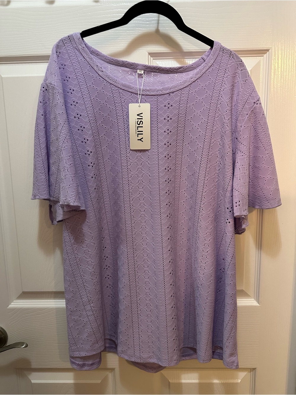 Lavender Eyelet Short Sleeve Tee